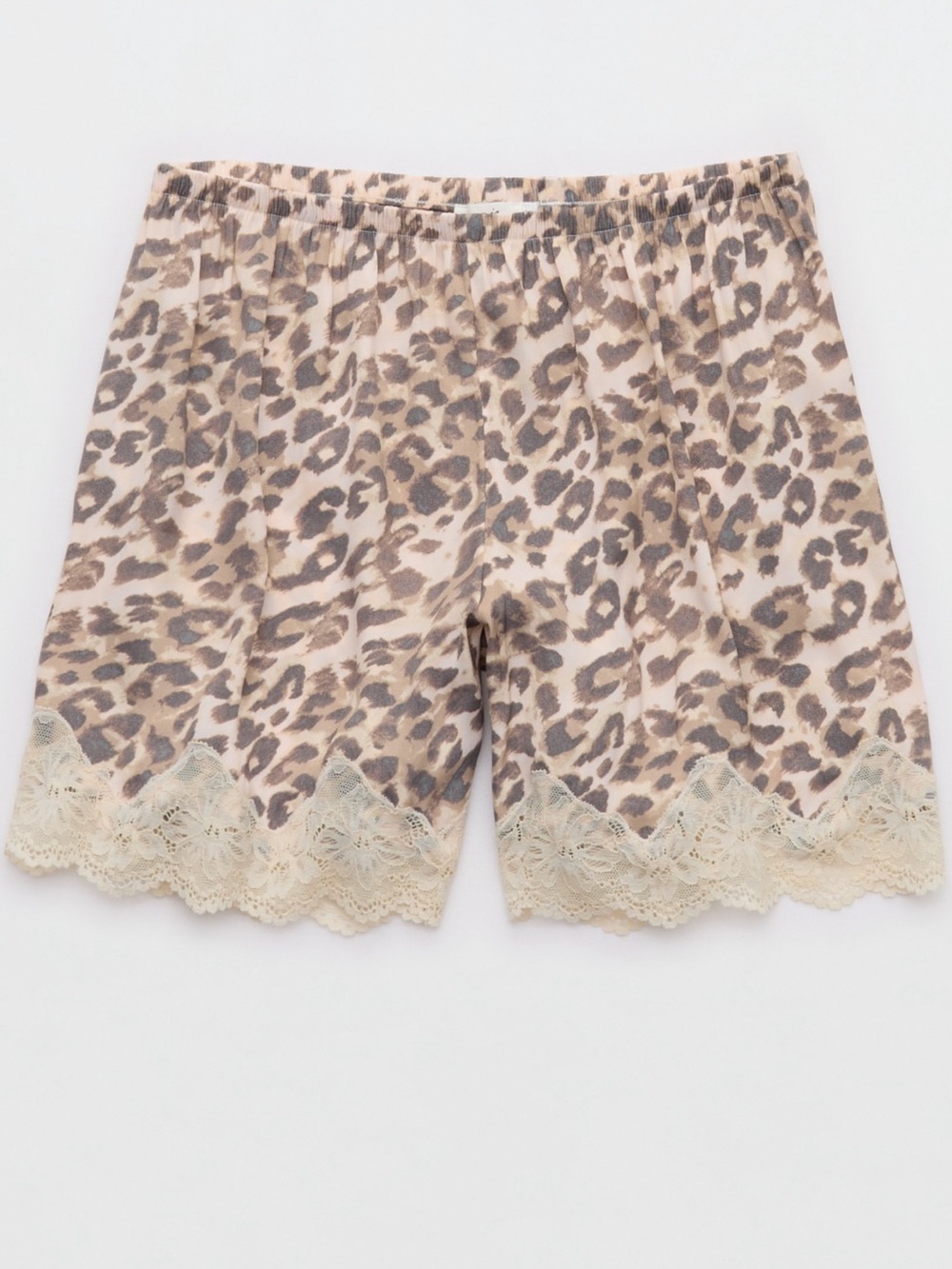 NEW aerie Leopard Lace-Trim Sleep Shorts
